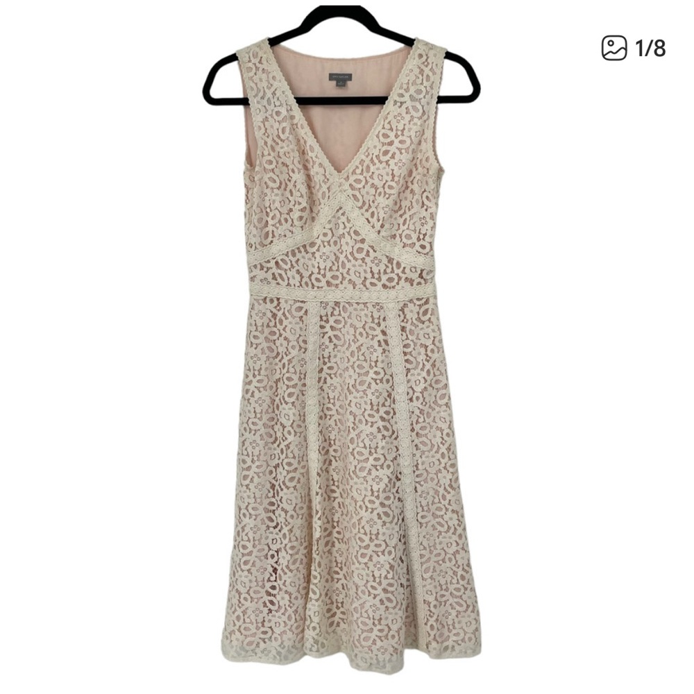 Ann Taylor Fit and Flare Lace Overlay Dress Size 0